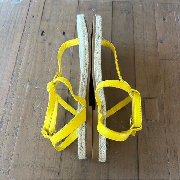 JACK ROGERS Evie Espadrille Sandal Thong Ankle Strap Leather Jute Yellow 7 - Picture 7 of 10